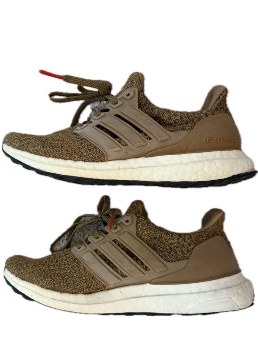 adidas Tan Knit Sneakers with Red Inner Lining